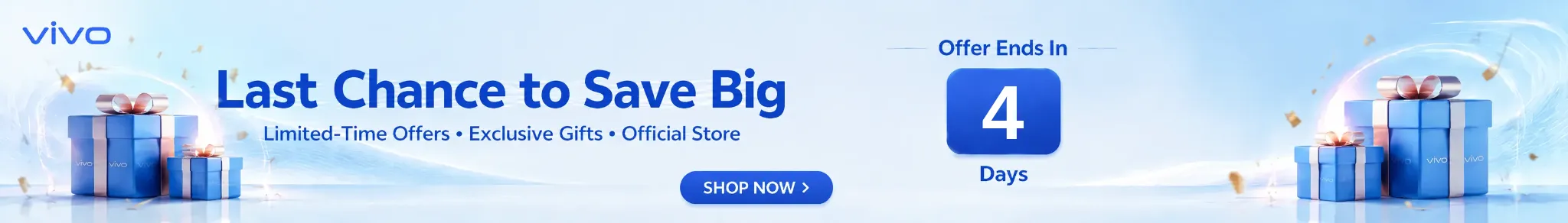 vivo End-of-Month Mega Deal countdown banner, Limited-Time Offers, Exclusive Gifts, Official vivo Store promotion