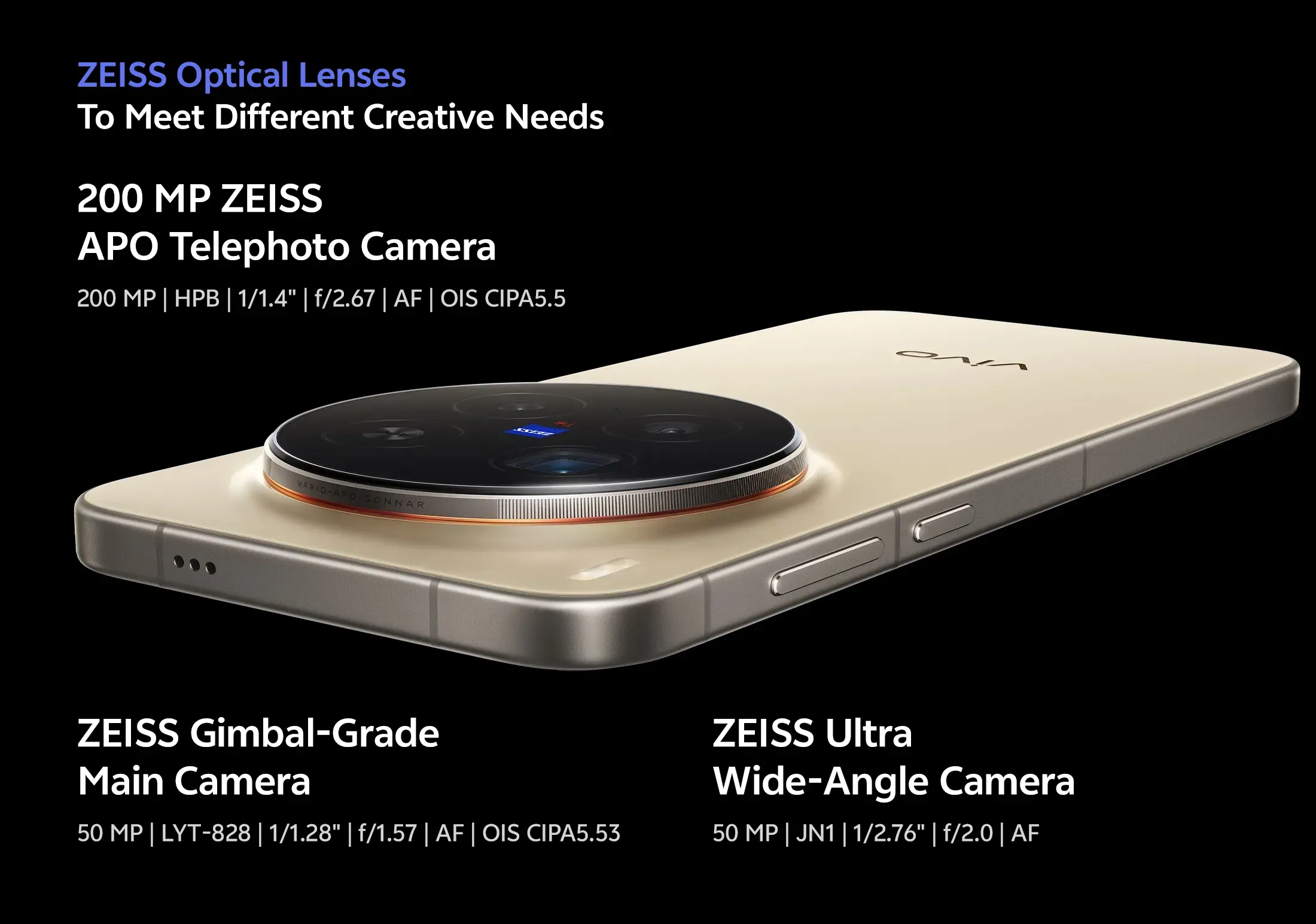 vivo X300 Pro ZEISS 200MP telephoto camera - 3.7x optical zoom, CIPA 5.5